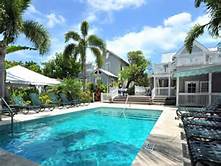 Tropical landscaping and pool at the Historic Key West Inn