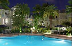 Pool lit up at night at the Hyatt Sunset Harbor Hotel