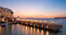 Sunset scene of the pier at the Ocean Key Resort 