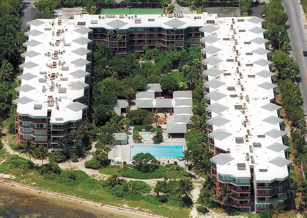 Aerial view of the 1800 Atlantic Resort property located in Key West, Fl