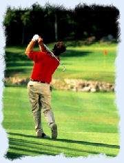 Golfer making swing at the Key West Golf Club.