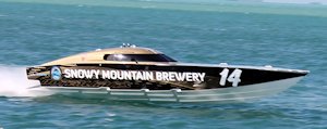 Powerboat competing at the Offshore Key West Power Boat race.